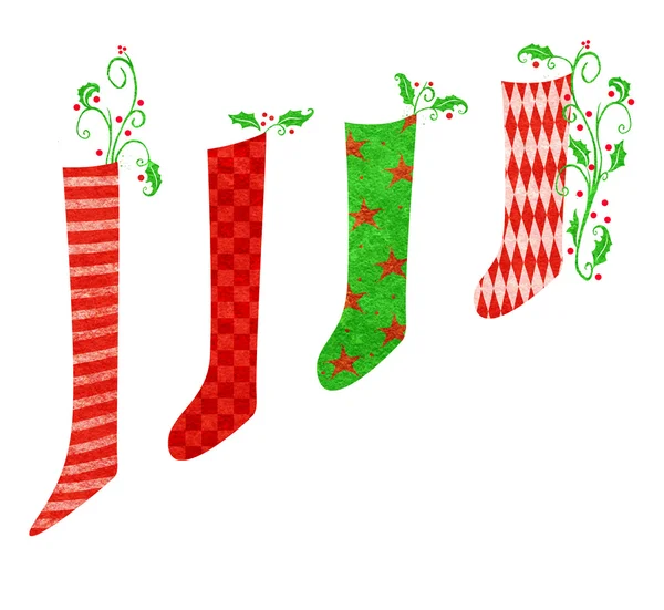 Red and Green Christmas Stockings — Stock Photo, Image