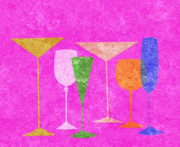 Stylized Drinks on a Hot Pink Background — Stock Photo, Image