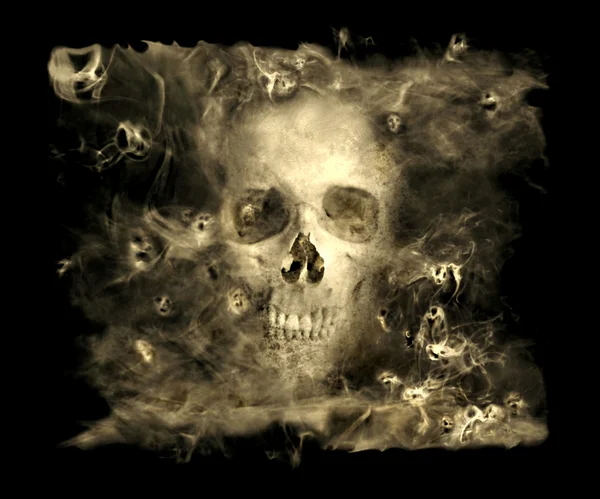 Totenkopf mit Rauchdämonen — Stockfoto
