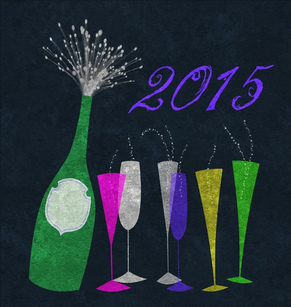 New Year 2015 Champagne — Stock Photo, Image