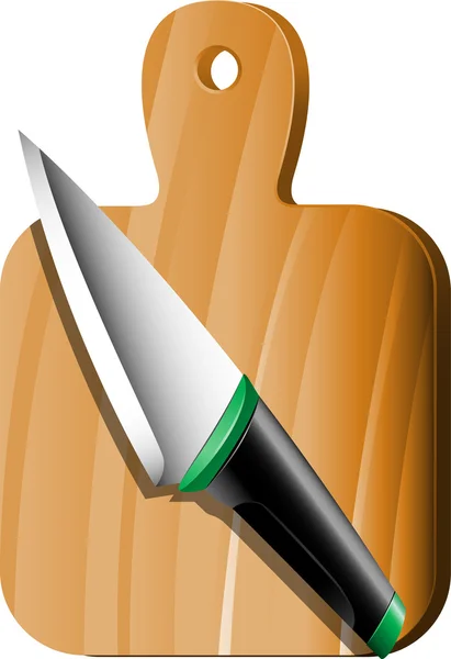Tábua de corte e faca — Vetor de Stock