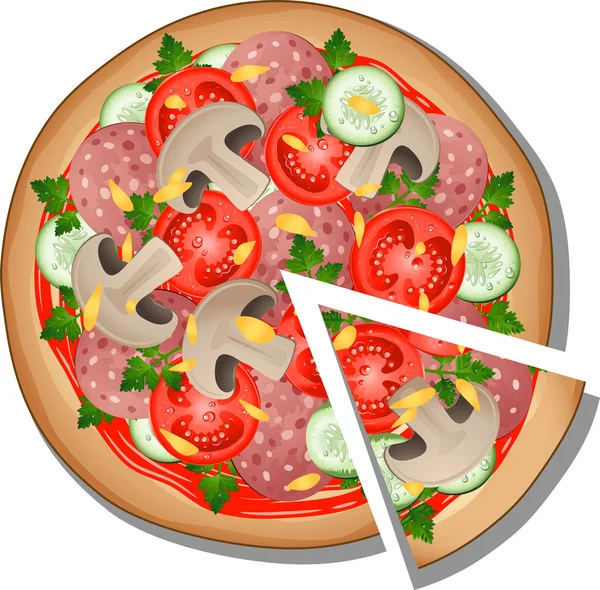 Pizza over white — Stock Vector