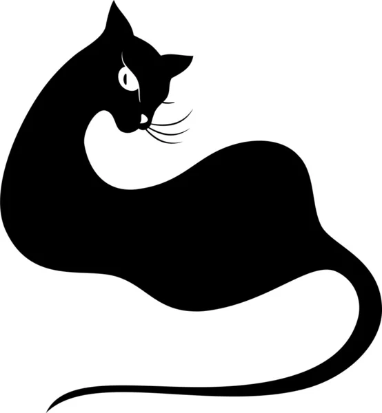 Gatto nero. Silhouette — Vettoriale Stock