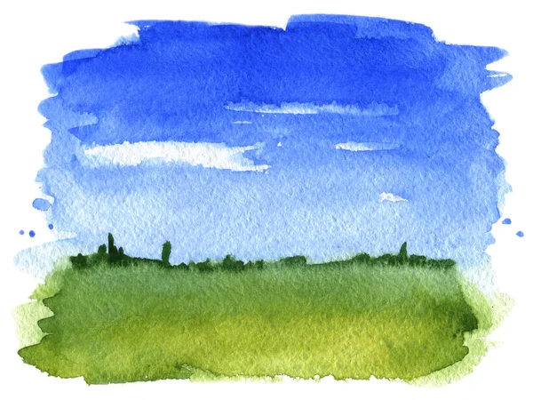 Sommar landskap akvarell — Stockfoto