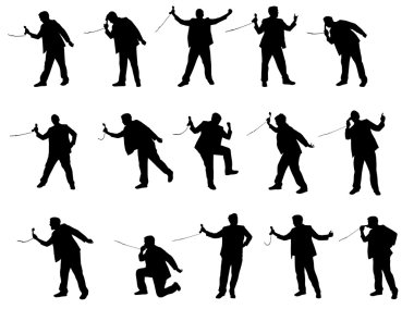 Silhouette of man with telephone