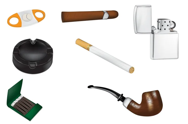 Tabaquismo y tabaco ilustraciones vectoriales realistas — Vector de stock