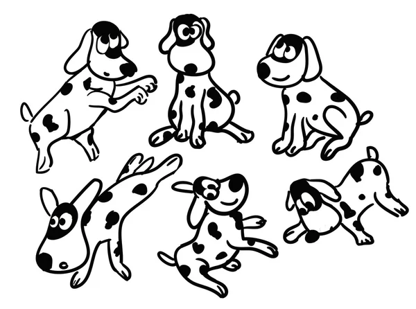 Collection of Funny Sketch Dogs — Stock Vector