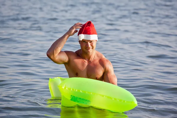 Espectáculo muscular de santa claus — Foto de Stock