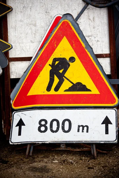 Under construction road sign — Stock Photo, Image