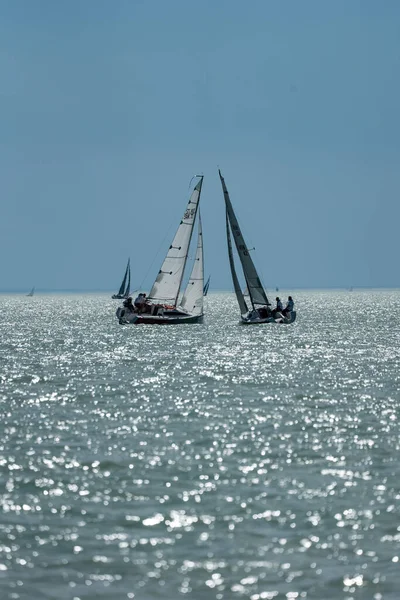 Tihany July Sailing Boats Compete Kekszalag Championship Lake Balaton July — ストック写真