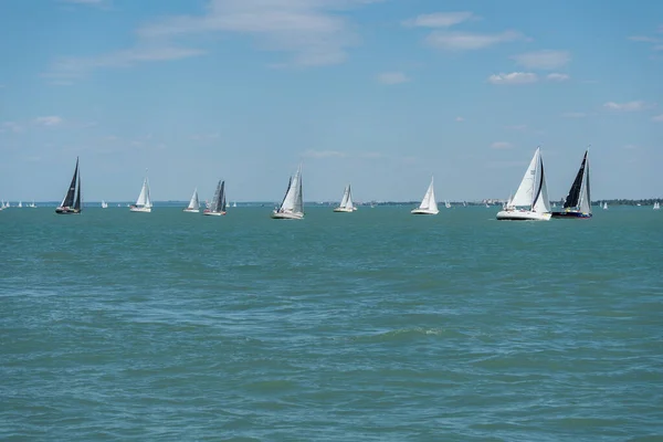Tihany July Sailing Boats Compete Kekszalag Championship Lake Balaton July — Foto Stock