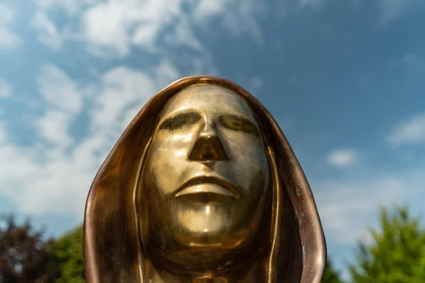 Budapest Hungary August 2022 Portrait Statue Satoshi Nakamoto Mysterious Founder — Stock Photo, Image