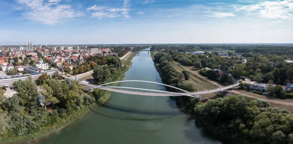 Tiszavirág Híd Légi Kilátása Szolnokon — Stock Fotó