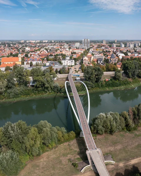 Tiszavirág Híd Légi Kilátása Szolnokon — Stock Fotó