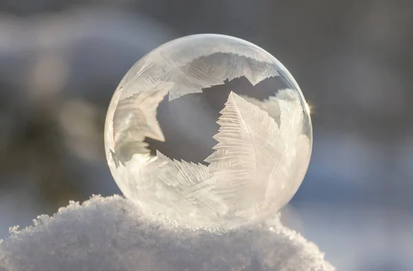 Bolha Sabão Congelada Neve — Fotografia de Stock