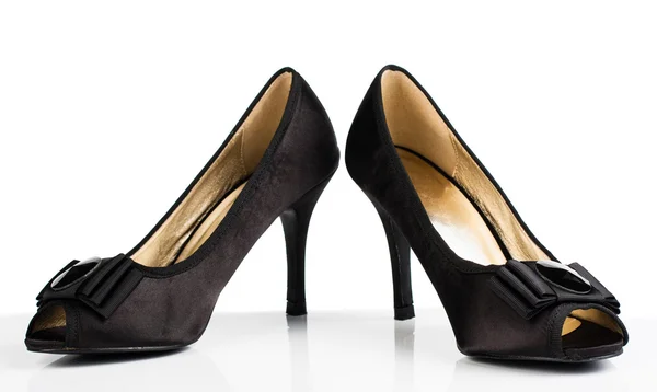 Černý vysoký podpatek boty ženy — Stock fotografie