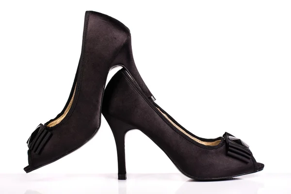 Czarny wysoki obcas buty kobiet — Zdjęcie stockowe