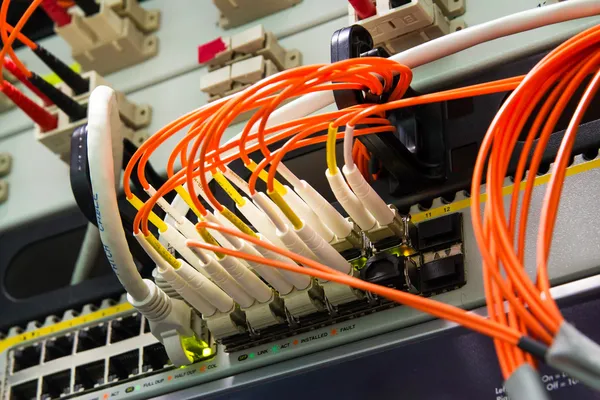 Fiber Optics with SC LC connectors. Internet Service Provider equipment. Stock Image