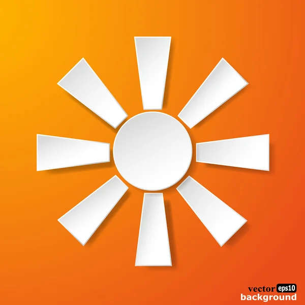 Abstract white paper sun on orange background — Stock Vector