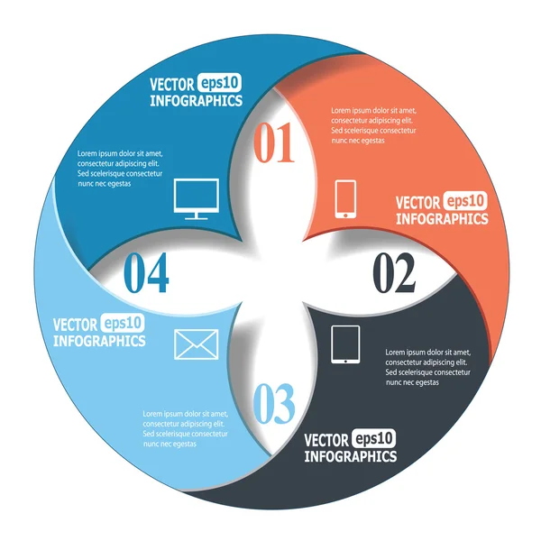 Infográficos de papel abstrato em forma de círculo — Vetor de Stock