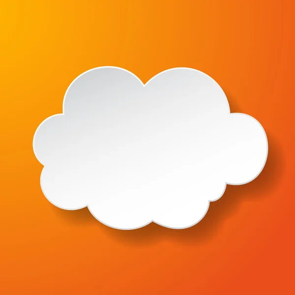 Burbuja de habla de papel abstracto en forma de nube sobre fondo naranja — Vector de stock