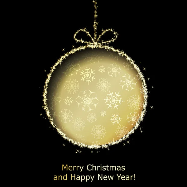 Tarjeta de felicitación de Navidad abstracta con bola de Navidad de oro cortada fr — Vector de stock