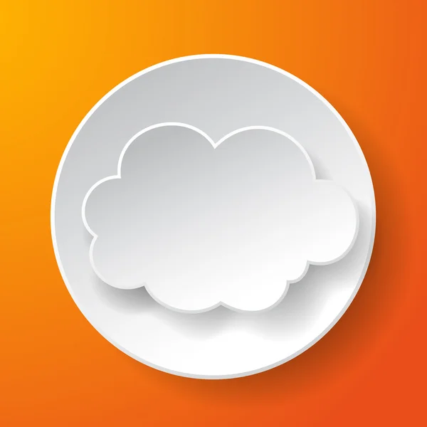 Abstract paper speech bubble in a shape of a cloud on orange bac — Stock Vector