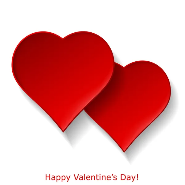 Abstrahieren zwei rote Herzen auf weißem Hintergrund. Valentinstag — Stockvektor