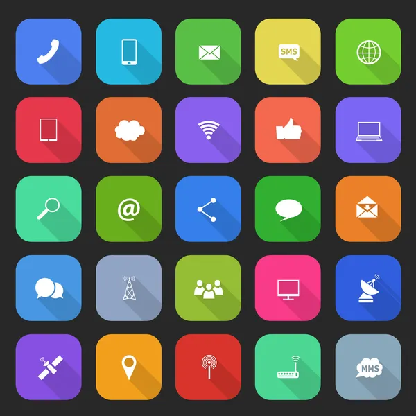 Trendig enkel kommunikation ikoner i flat design med lång s — Stock vektor