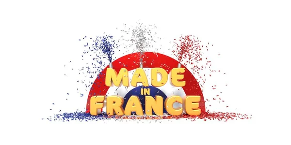 Made France Logo Mit Parteibegünstigungen Auf Weißem Hintergrund Rendering — Stockfoto