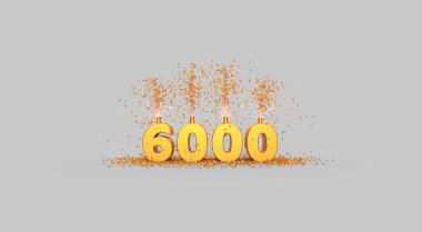 6000 kutlama - illüstrasyon için teşekkürler - 3D yorumlama