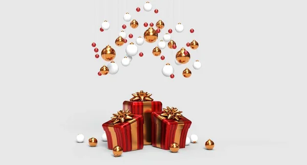 Weihnachtsgeschenke Auf Grauem Hintergrund Rendering — Stockfoto