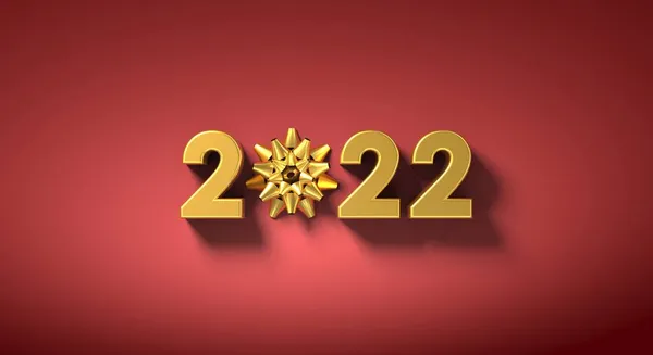 2022 Tekst Met Cadeau Rode Achtergrond Rendering — Stockfoto
