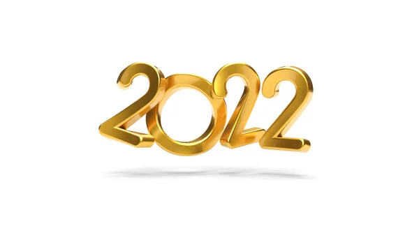 Biglietto Auguri Anno 2022 Con Numero Oro Sfondo Bianco Rendering — Foto Stock