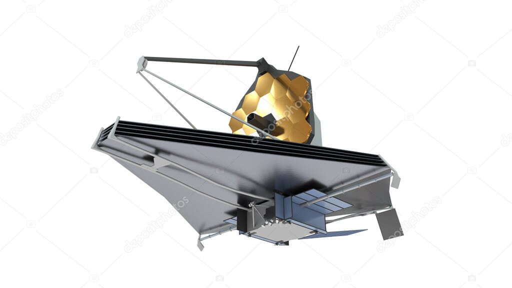 James Webb Space Telescope on white background - 3D rendering