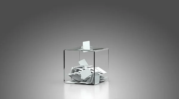 Voting Box Filled Envelopes Grey Background Rendering — Stock Photo, Image