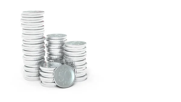 Stacks Coins White Background Rendering — Stock Photo, Image