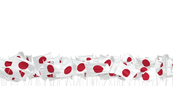 许多日本国旗的白色背景 3D渲染 — 图库照片