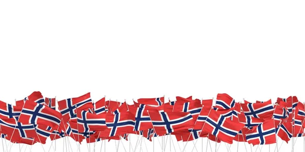 Wiele Norweskich Flag Białym Tle Renderowanie — Zdjęcie stockowe