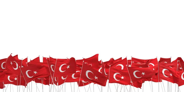 Wiele Tureckich Flag Białym Tle Renderowanie — Zdjęcie stockowe