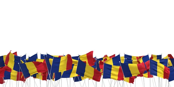 Τεράστιος Αριθμός Ρουμανικών Σημαιών Λευκό Φόντο Rendering — Φωτογραφία Αρχείου