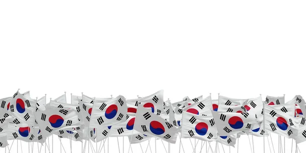 Lot Korean Flags White Background Rendering — Stock Photo, Image