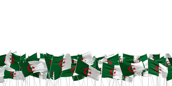 Muitas Bandeiras Argelinas Fundo Branco Renderização — Fotografia de Stock