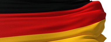 Alman bayrağı dalgalanıyor - beyaz arkaplan - 3D görüntüleme