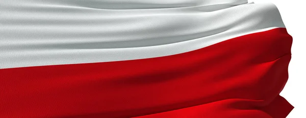 Polish Flag Waving Wind Close Rendering — Stock Photo, Image