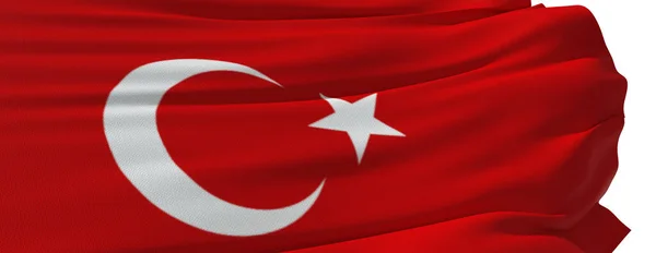 Turkish Flag Blowing Wind Rendering — Stock Photo, Image