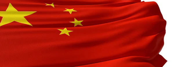Chińska Flaga Zbliżenie Białym Tle Renderowanie — Zdjęcie stockowe