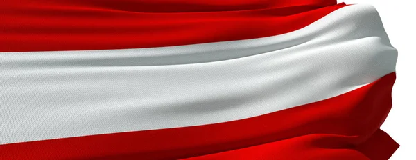 Österreichische Flagge Weht Wind Auf Weißem Hintergrund Rendering — Stockfoto