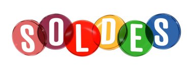 Beyaz arka planda 3D satılan sözcük - renkli harfler - 3D biçimlendirme