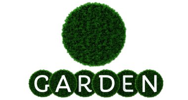 Bir çimen çemberinin önünde kelime bahçesi - 3D görüntüleme